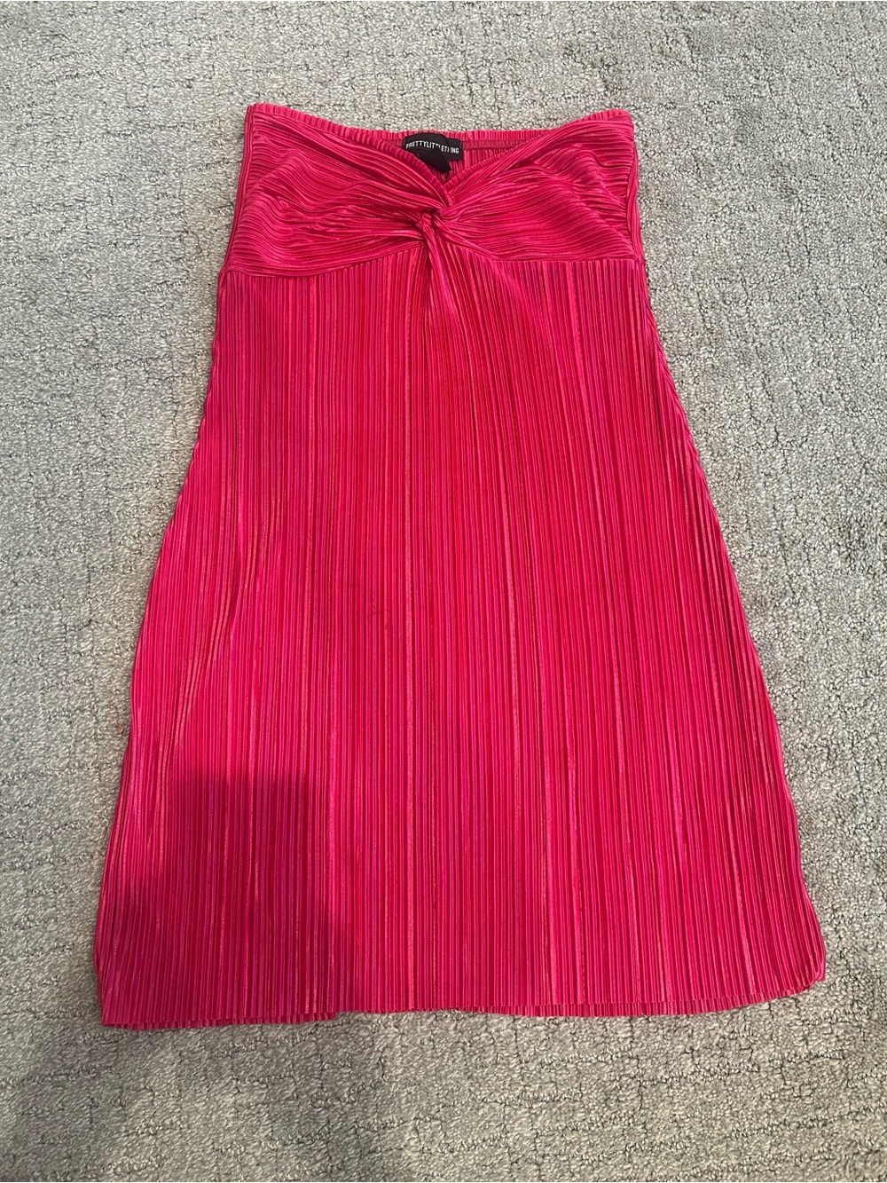 PrettyLittleThing Plisse Knot Detail Bandeau Bodycon Dress Size 4